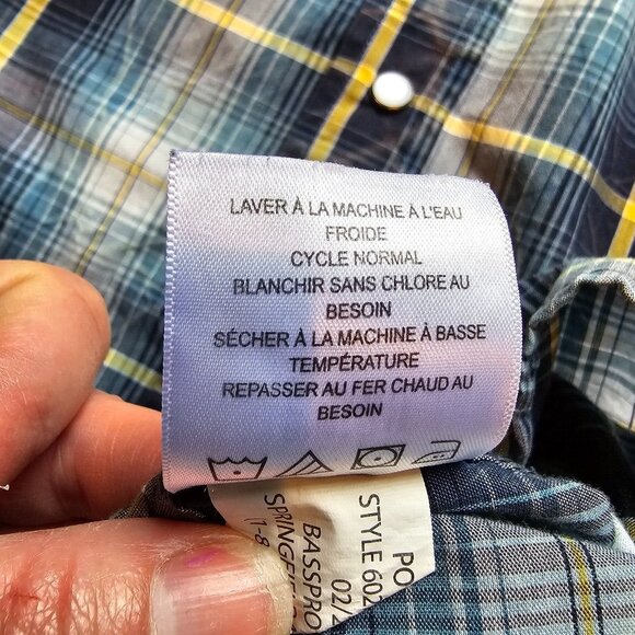 Red Head Brand Shirt Blue Mens Size Large Pearl Snap Plaid Short Sleeve Casual - Picture 11 of 14